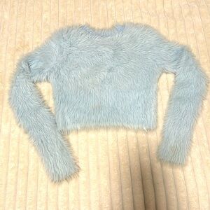 Shaggy Faux Fur Sweater baby blue size S